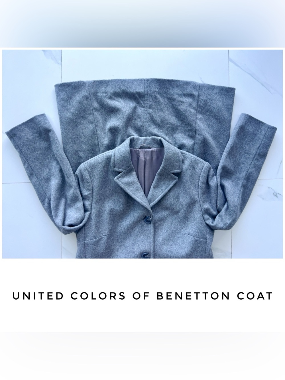 United Colors of Benetton coat size 8 44 grey wool